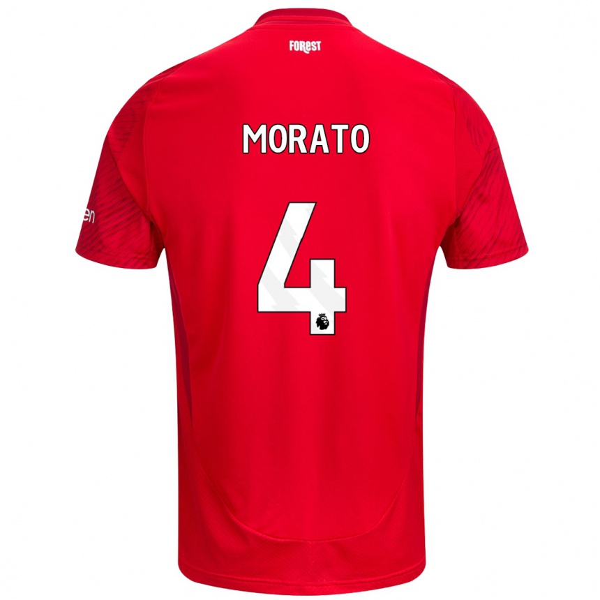 Moteriškas Morato #4 Raudona Balta Namų Marškinėliai 2024/25 T-Shirt